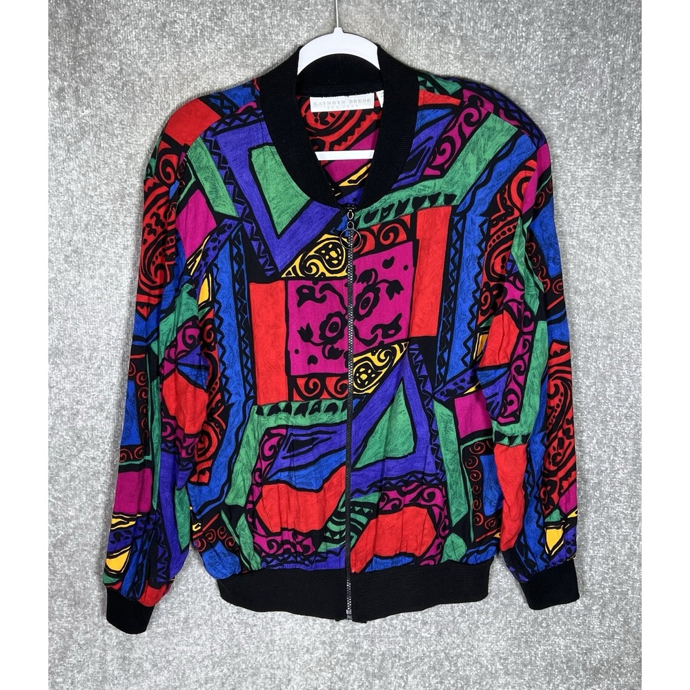 VTG Kathryn Deene Zip Front Bomber Jacket‎ Womens Size 14/16 Lightweight Pockets